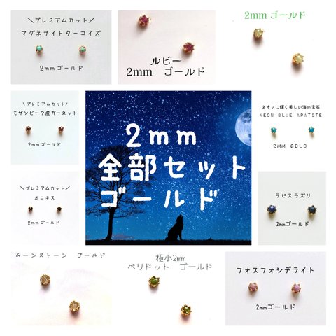 【ゴールド】2mmピアス全部セット