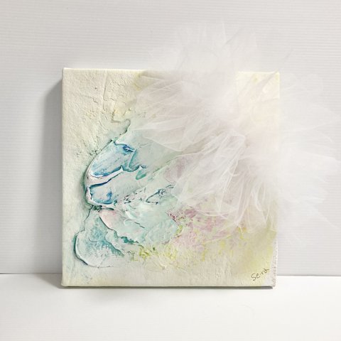 Midnight flower （信念の花）白　花　ピンク　ブルー　抽象画　現代アート