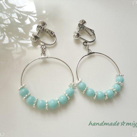 ☆Ｍｉｎｔｇｒｅｅｎ☆シルバーフープイヤリング☆