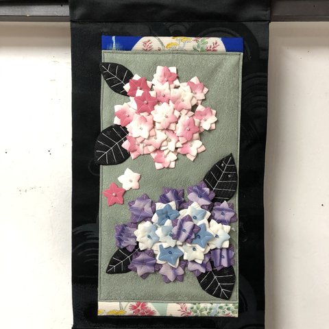 【キット】紫陽花のタペストリー【押し絵】 　　　　　　　　　和小物　縮緬　古布　和雑貨　アンティーク着物　縁起物　縮緬　ちりめん　押絵　ぬいぐるみ