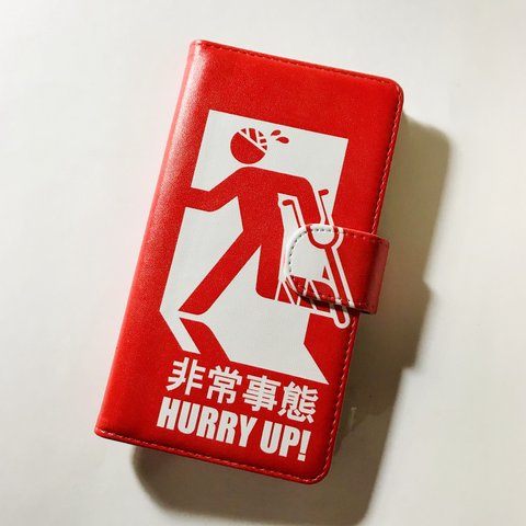 非常事態 HARRY UP 赤 レッド 5 スマホカバー スマホ ほぼ 全機種対応 カメラ穴あり 手帳型ケース