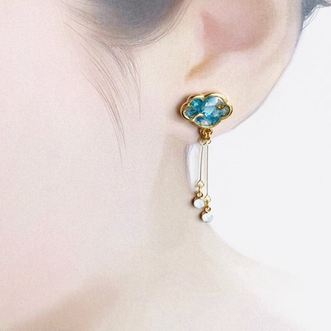 雲と雨のピアス（雪）cloud and rain earrings