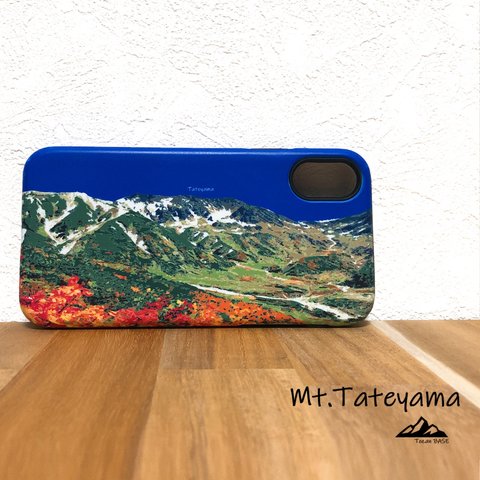 立山   スマホケース  iphone  山 登山　 携帯ケース　青　ブルー