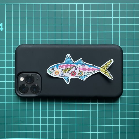 アジステッカー小　アジ　鯵　魚　ステッカー　スマホステッカー　釣り　フィッシング　アングラー