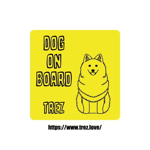 全8色 名前入り DOG ON BOARD サモエド ラインアート ステッカー