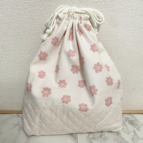 お着替え袋【小さなお花】ピンク