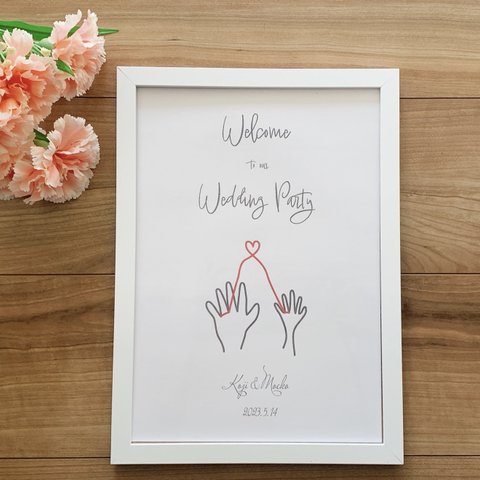 【新作】♪ふたりを繋ぐ赤い糸 ウェルカムボード❤️ ウェディング 結婚式 二次会 コロナ対策 ポスター