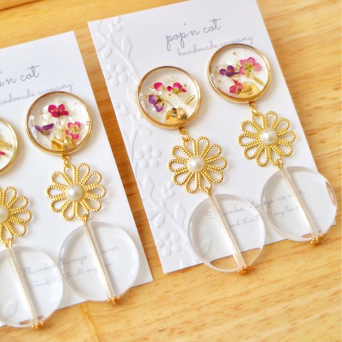 大ぶり ❁ clear flower ❁pierce / earring