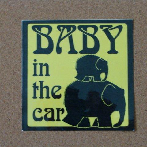 象の親子 BABY IN CARステッカー マグネット可 車