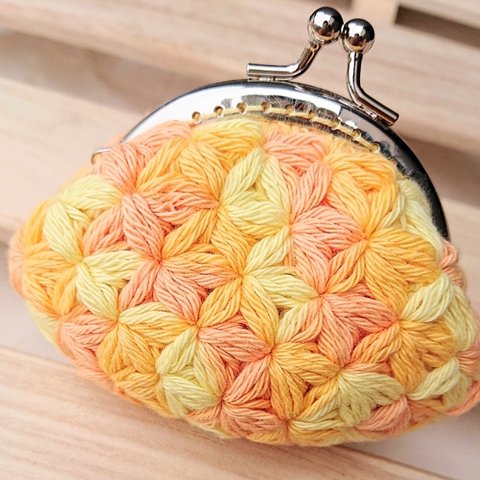 リフ編みがま口  オレンジ