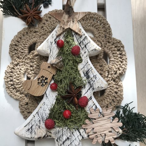 wood ツリープレート　クリスマス　クリスマスツリー　クリスマスオーナメント　ツリー