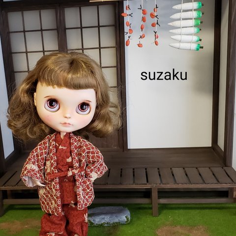 ＊blythe outfit ブライス アウトフィット＊刺し子半纏＊一目刺し・あじさい＊