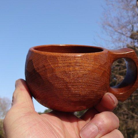 ケンポ梨の一木彫りコーヒーカップ　