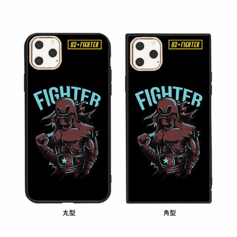 ガラス保護フィルム付! 02 FIGHETER iPhone 11/11Pro/11Max ケース （丸型・角型）