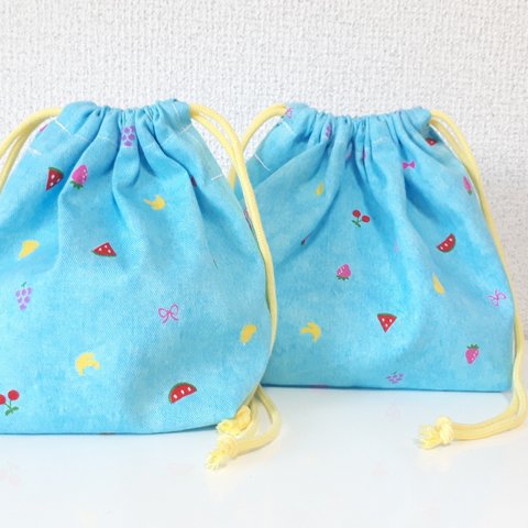 小さな果物がかわいいお弁当袋&コップ袋