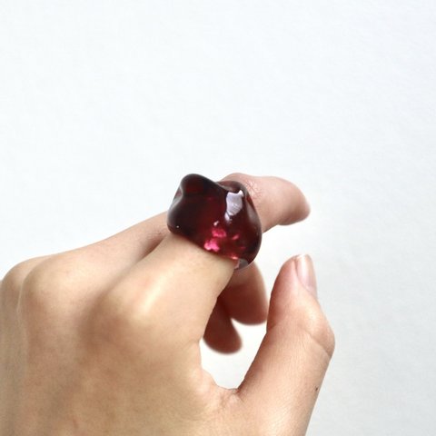 ボルドー ガラス リング   glass ring