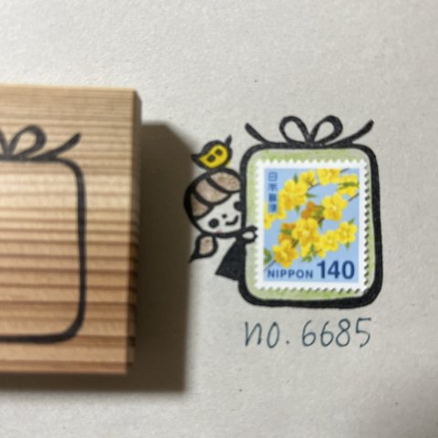 スタンプ　No. 6685女の子と小鳥プレゼント枠