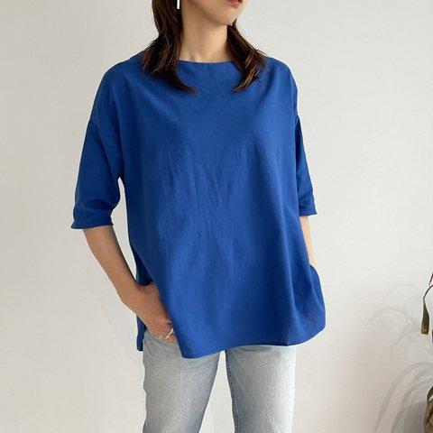 肌触りの良い5分袖Tシャツ(ブルー)