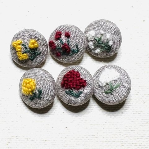 クルミボタン　ヘアゴム　刺繍　ダーニング