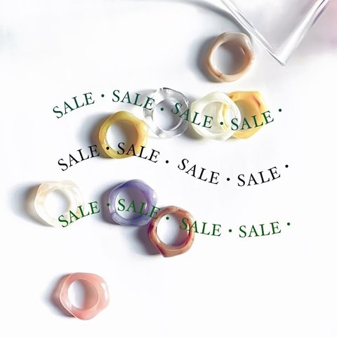 ▷SALE ◁【サイズセレクト】chubby ring s ☽ 9color   ⌘クリアリング 透明 リング 指輪 いびつ マーブルリング