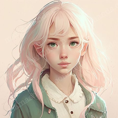 パステルカラー 若い女の子 の イラストアート SNSアイコン（デジタルコンテンツ ダウンロード販売）