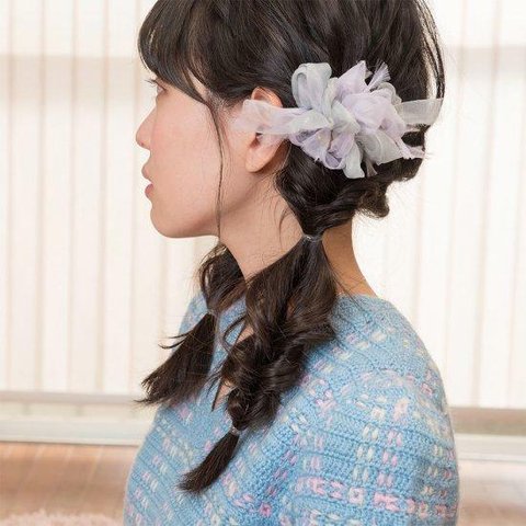 mini｜スミレ｜咲き編みバレッタ/ヘアクリップ