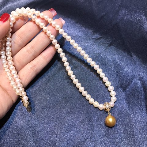 【高級】南洋真珠&淡水真珠　ネックレスk18