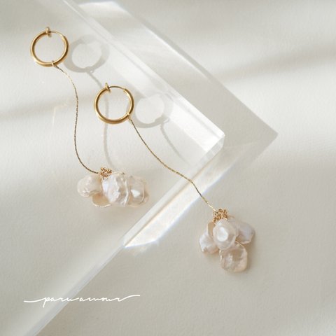 flōra  フローラ #285     【 ブライダル　ウェディング　花嫁　結婚式　淡水パール　ゴールド　ピアス　イヤリング　アクセサリー　卒業式　入学式　卒園式　お呼ばれ】