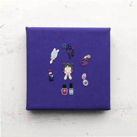 刺繍ファブリックパネル【ネコみみガール】