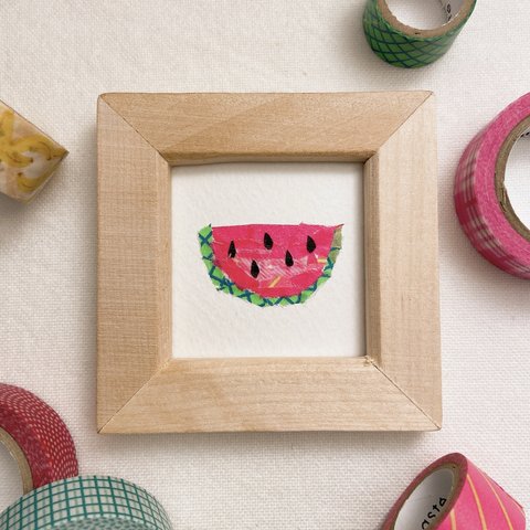 マステちぎり絵のミニ原画スイカ🍉