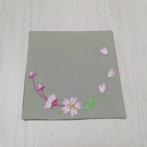 コースター桜（手刺繍）