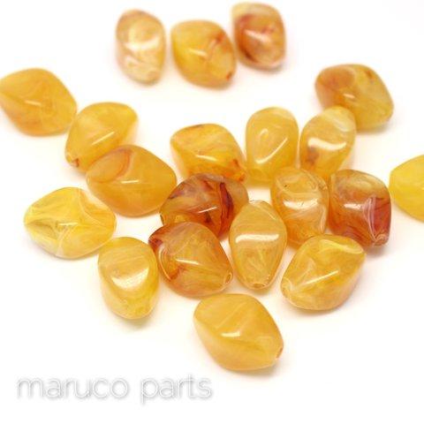 【マーブル天然石調＊ライス＊15個＊両穴】【4#イエロー】ヴィンテージ風◎beads-063-c4-m