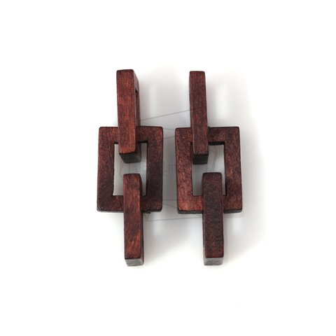 BSC-322-G【2個入り】ウッドリンクスクエアペンダント,Wooden linked Square pendant