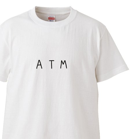 シュールなロゴシリーズ　～ATM～【ホワイト】クルーネックTシャツ ユニセックス