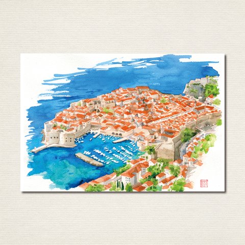 水彩画ポストカード8枚セット〈クロアチア＆スロベニア風景〉