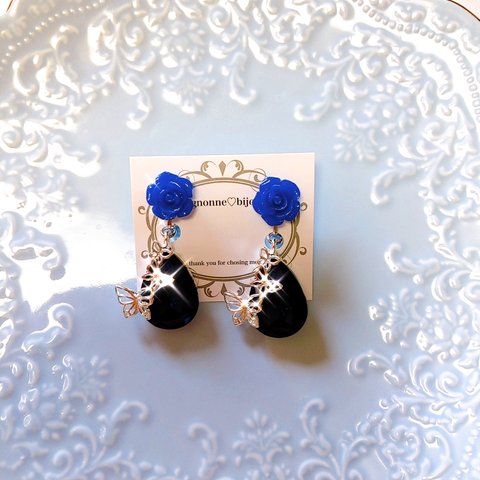 blue roseピアス/イヤリング