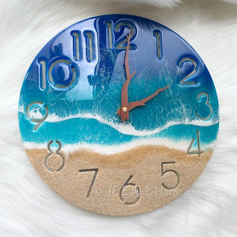 海と白波の壁掛け時計✳︎海レジンアート