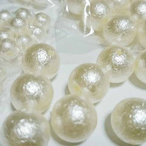 【再入荷！】50個セット＊コットンパール風パール(両穴貫通タイプ) 12mm.10mm.8mm.6mm.4mmMIX           