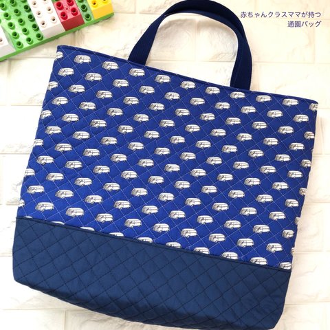 2サイズ通園バッグ☆30×43マチ6cm&32×43マチ10cm 【ワンボックスカー柄】 ★TB.23MB.13｜通園通学用のかわいい巾着袋や入園オーダーHoshizora☆ほしぞら