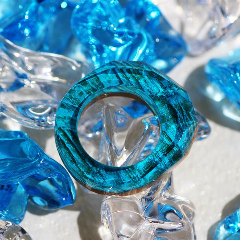 【送料無料】Wood Resin Ring/Sea ～ウッドレジンリング～