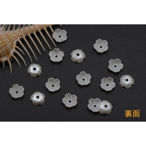 A1492  90個  アクリルビーズ フラワー 花形 3×10mm パールホワイト  3X【30ヶ】 