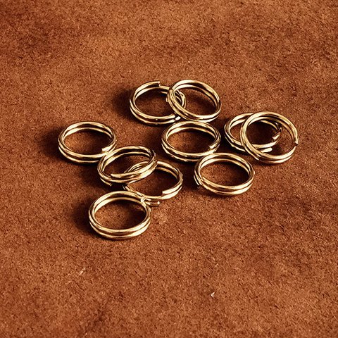 10個セット 真鍮製 二重リング（直径11mm）ゴールド ダブルリング： カスタムパーツ キーホルダー キーリング 二重カン 材料 ブラス