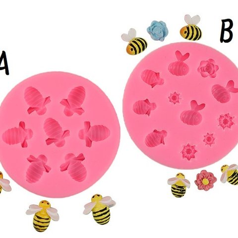 シリコンモールド 蜂 1個 ミツバチ ハチ みつばち 蜂ハニカム 成型 抜き型 レジン 石膏 デザイン選択自由