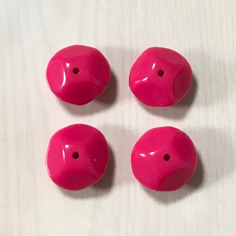 VINTAGE HOT PINK ACRYLIC FACETED NUGGET BEADS ＊5166＊