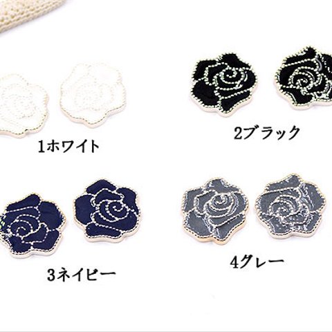 A1901_3  30個 デコパーツ 薔薇 17×17mm アクリル エポ付  3X【10ヶ】