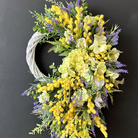 Mimosa & lavender wreath「受注制作」