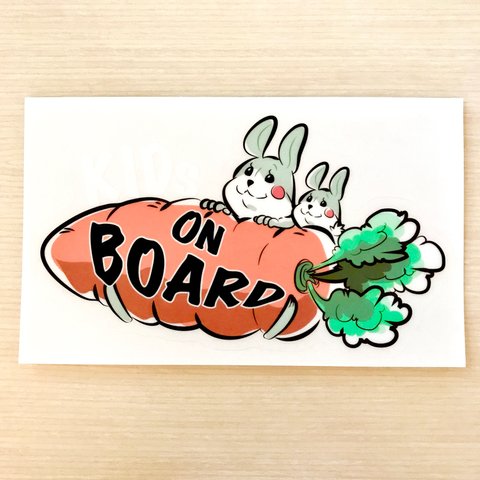 うさぎ好きのパパさんママさんへ★KIDS ON BOARD【ステッカー】キッズオンボード