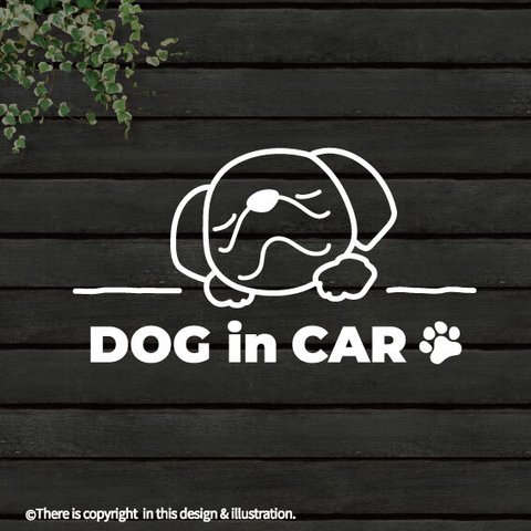 DOG IN CAR/ ペキニーズ【カッティングステッカー】手書きわんこ