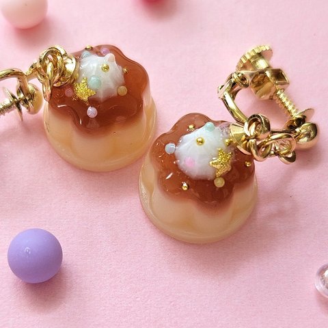 ミニチュアプリンの小さなイヤリング🍮 