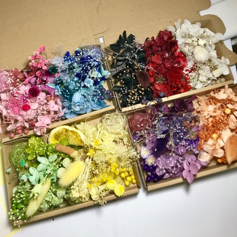 ハーバリウム花材ドライフラワー 花材全9カラー4BOXセット